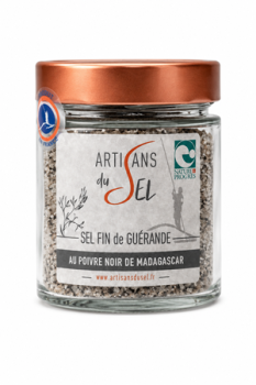 Glas Sel fin de Guérande mit schwarzem Madagaskar-Pfeffer